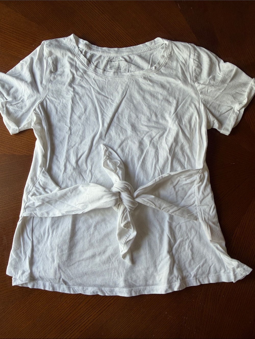 Anthropologie Women's White Tie-Front T Shirt in Large